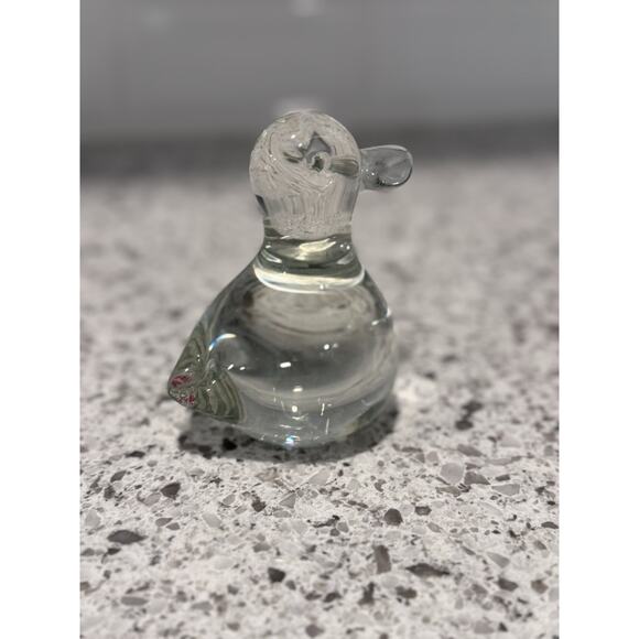 Vintage Glass Clear Duck Paper Weight - Picture 2 of 5